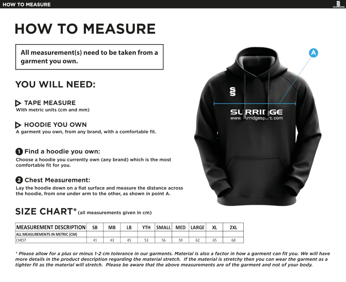 Electricity Sports CC - Blade Hoody - Size Guide