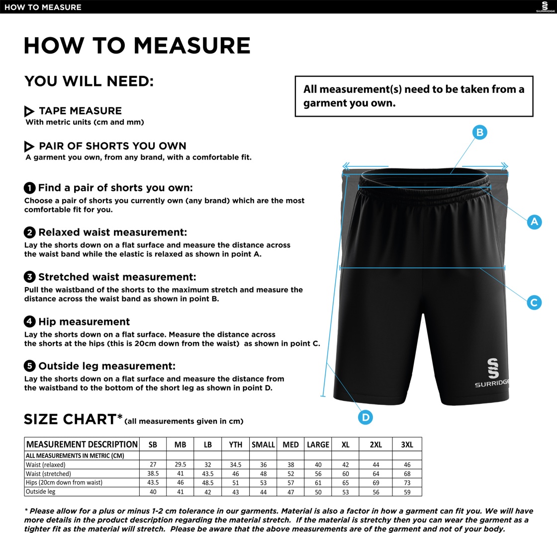 Electricity Sports CC - Blade Shorts - Size Guide